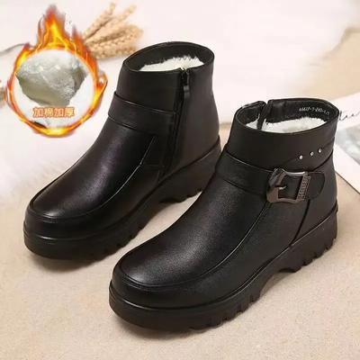 Mode Winter Frauen Pu Leder Stiefeletten Weibliche Dicken Plüsch Warme Schnee Stiefel Mutter Wasserdichte Rutschfeste Booties