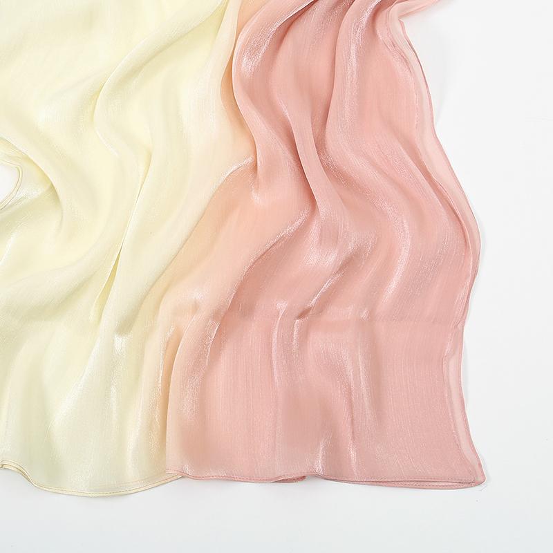 Luxury Satin Silk Hijab Scarf Chiffon Gradient Wrinkled Shawls Women Muslim Hijab Premium Yarn Scarf Islam Turban Ramadan