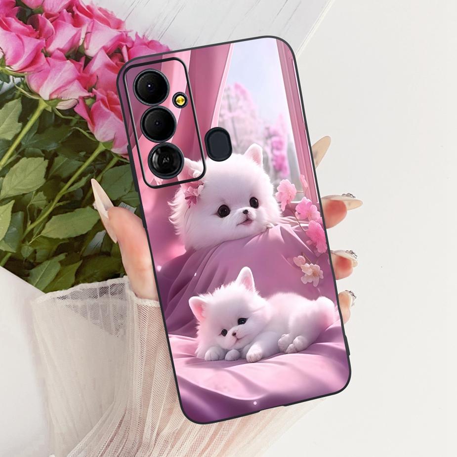 For Tecno Pop 6 GO Case BE6j Cute Bow Flowers Painted Cover Soft TPU Phone Case For Tecno Pop 6 Pro BE8 Pop6 GO Back Cover Coque