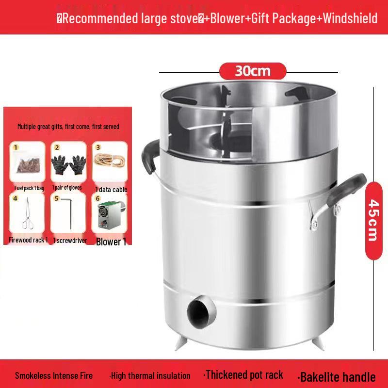 Portable Outdoor Wood & Gas Camping Stove - Smokeless, Eco-Friendly, Household Use