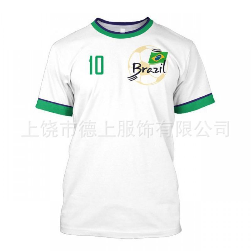 Herren T-Shirt Brasilien Fußball Nationalmannschaft Kurzarm Rundhals Feuchtigkeitsableitend Lässiges T-Shirt