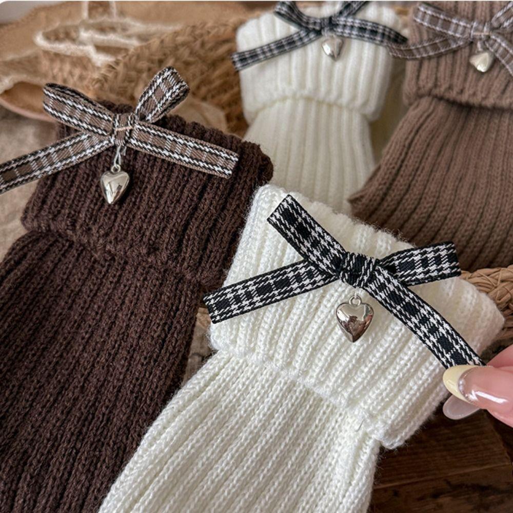 Kawaii High Elastic Kids Leg Warmers Bow Trim Sweet Style Lolita Style Socks Knitted Long Stockings Children Wear