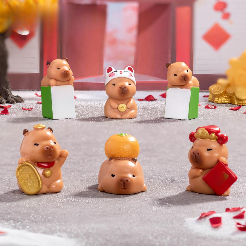 Micro Landscape Cute New Year Fortune Capybara Capibara Figure Decoration Desktop Car Accessories