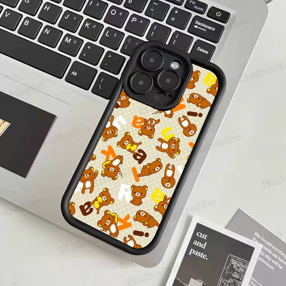 Cartoon Rilakkuma Bear Phone Case For iPhone 17 16 15 14 13 12 11 Air Plus Pro Max Soft Back Cover