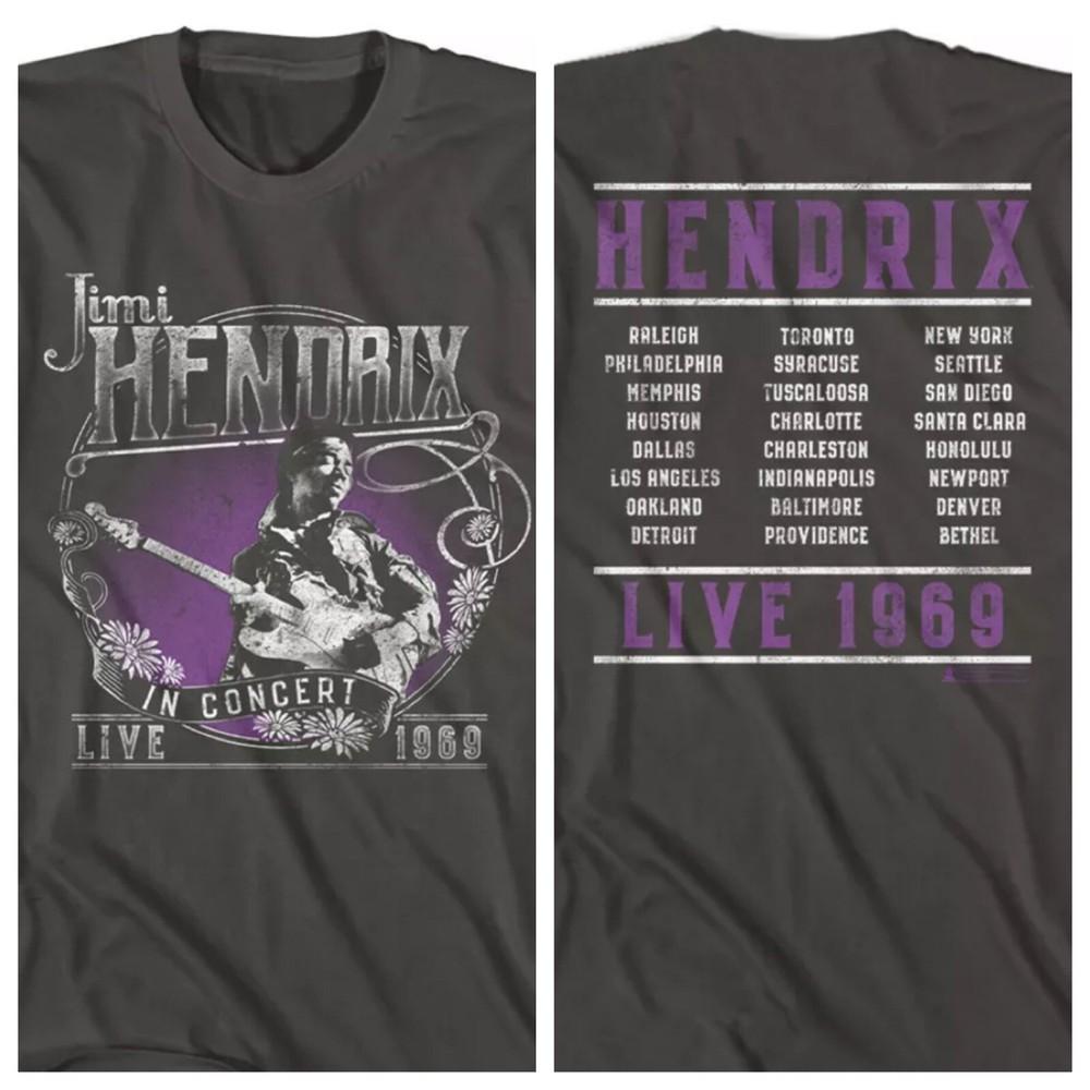 Jimi Hendrix Authentic T-Shirt 1969 Live Music Concert Tour Mens Smoke Cotton Unisex T-Shirt XL