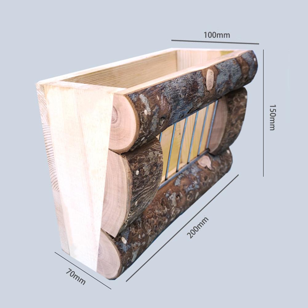 Rabbit Natural Wooden Grass Shelf 304 Stainless Steel Net Hay Dispenser Hanging Hay Feeder For  Guinea Pig