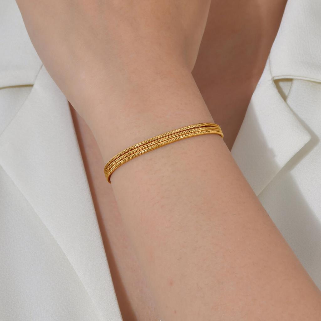 Vnox Fashion Layered Stacking Snake Chain Bracelets Stainless Steel Charm Hand Jewelry Trendy Bracelets For Women Gifts To Mom