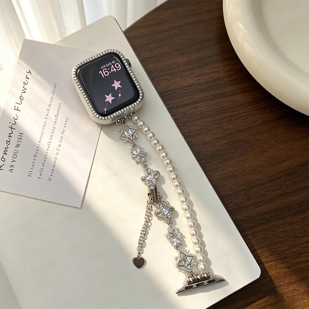 Diamond & Pearl Chain Watch Strap for Apple Watch Series 2-10