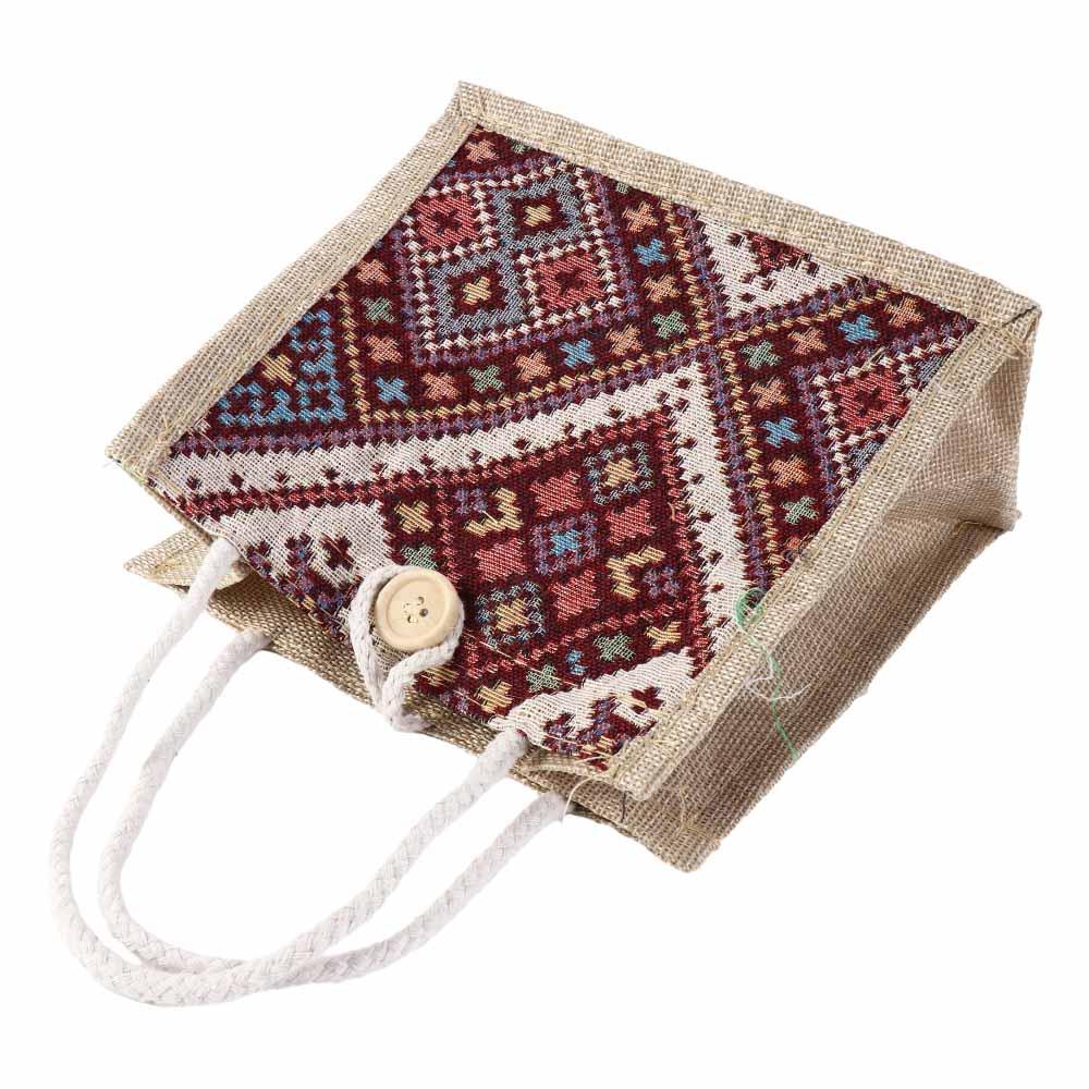 Print Ethnic Style Canvas Bag Embroidery Printing Cloth Lunch Bag Portable Linen Handbag  Picnic