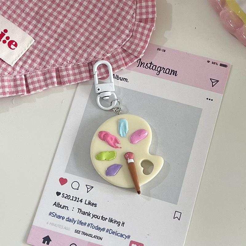 Classic Paint Palette Pendant Keychain Car Heart-Shaped Cute Keyring Art Course Grauduation Souvenir Gifts