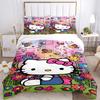 3pcs Flowers and Butterflies Hello Kitty Pattern Bedding Three-Piece Set (1 Cover + 2 Pillowcases, No Fillings),  Soft and Comfortable S021