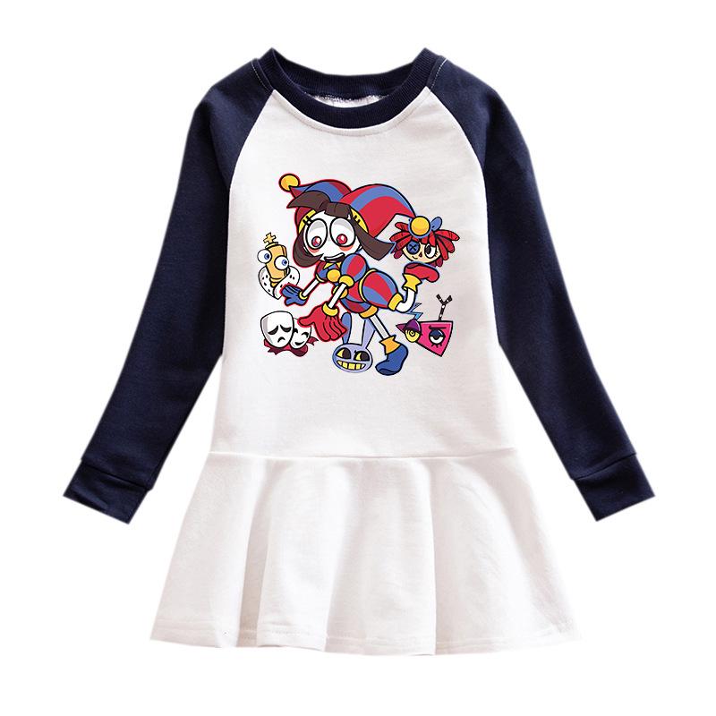 2026 Korean Style Girls' Cartoon Long Sleeve Mesh Princess Dress for Spring and Autumn