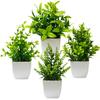 4 Packs Fake Plants Mini Artificial Greenery Potted Plants Faux Eucalyptus for Spring Decor Home Indoor Office Table Shelf Room Bathroom Farmhouse