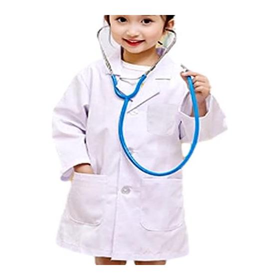 [miaotti] Miaotti Children s White Coat, Kids Doctor, Lab Coat, School Lunch Coat, Long Sleeve, Elementary School, Halloween Cosplay Costume