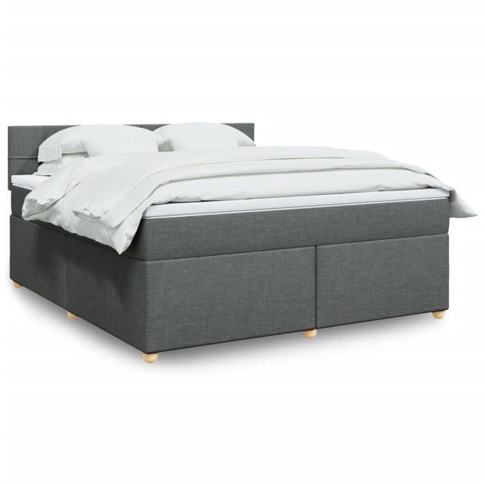 VidaXL Slat Bed Base with Mattress Dark Grey 180x200cm Fabric 3286760