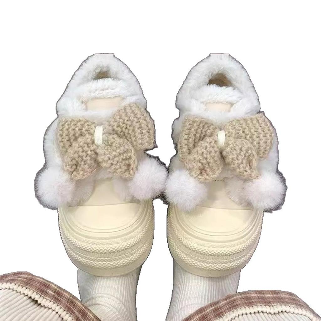 Warm Whirring Cream Thick-soled Winter New Outer Wear Thickened Cold-proof Fluffy Warm Board Shoes