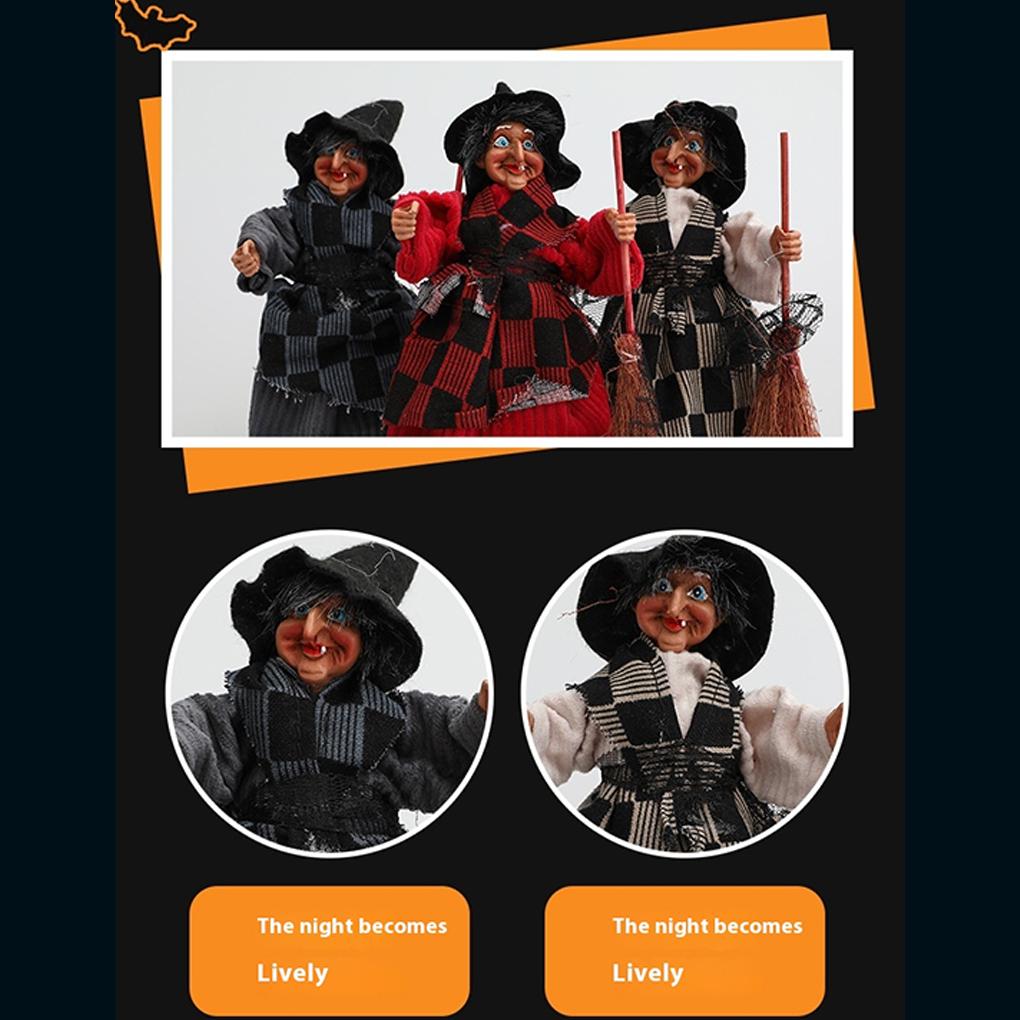 Halloweenská panenka koště čarodějnice obrázek čarodějnice kreativní halloweenská dekorace hororový obrázek čarodějnice dekorace halloweenská čarodějnice
