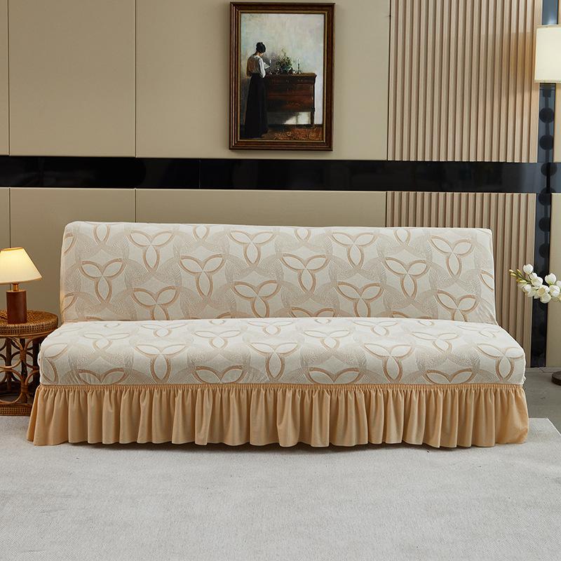Эластичные чехлы для складных диван-кроватей без подлокотников утолщенный полярный флис без чехла на подлокотники стиль накидки эластичная юбка по краю дивана S 160-190cm бежевый 4350₽