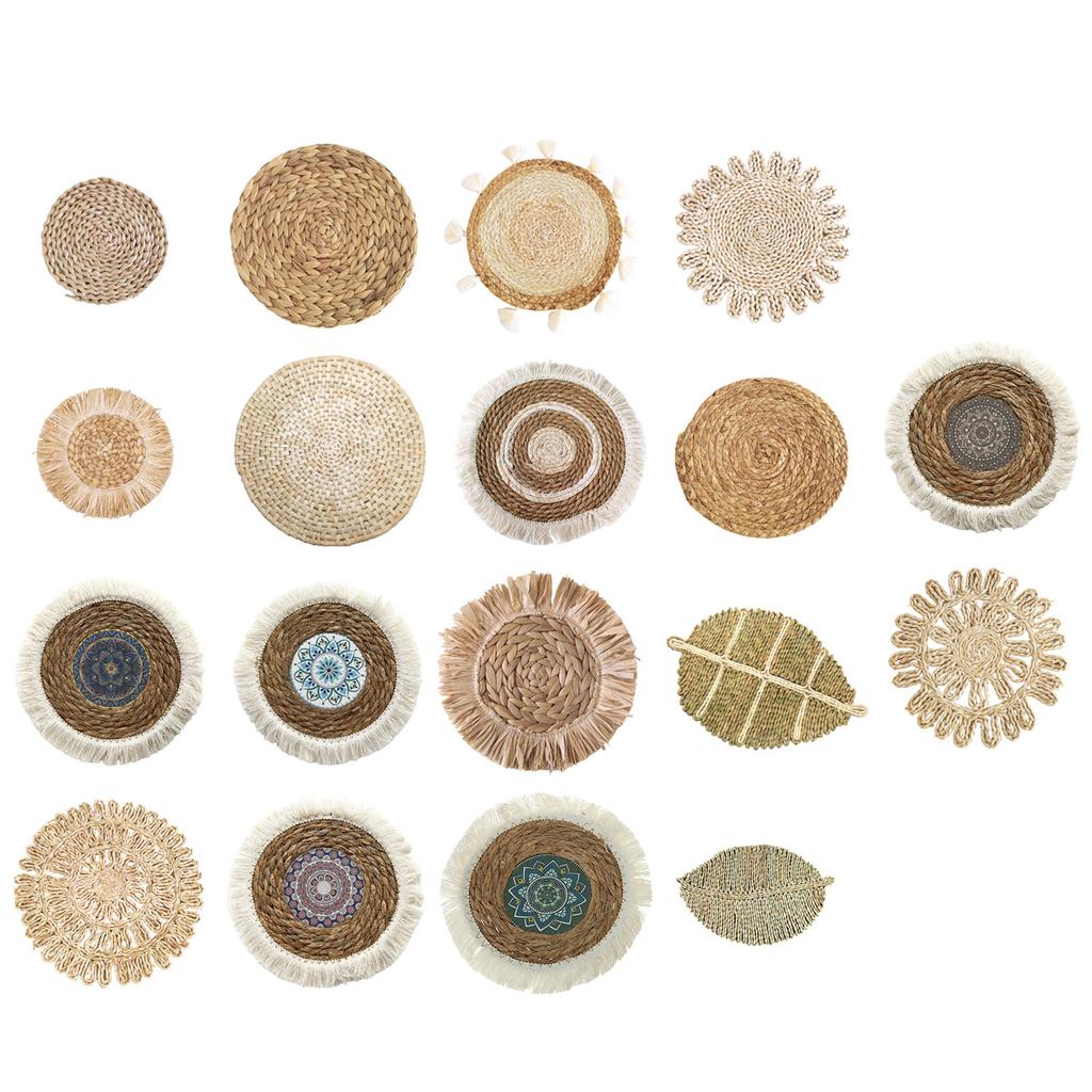 Vintage Grass Weave Wall Decorations Beautiful Woven Wall Decorations Handmade Round Grass Weaving Hangings Ornaments