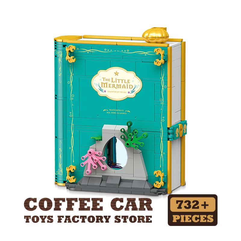 Cute Fairy Tale Princess MOC Bricks Books Dream Mermaid 3D Storybook Building Blocks Toys Anime Model Kids Girls Christmas Gifts