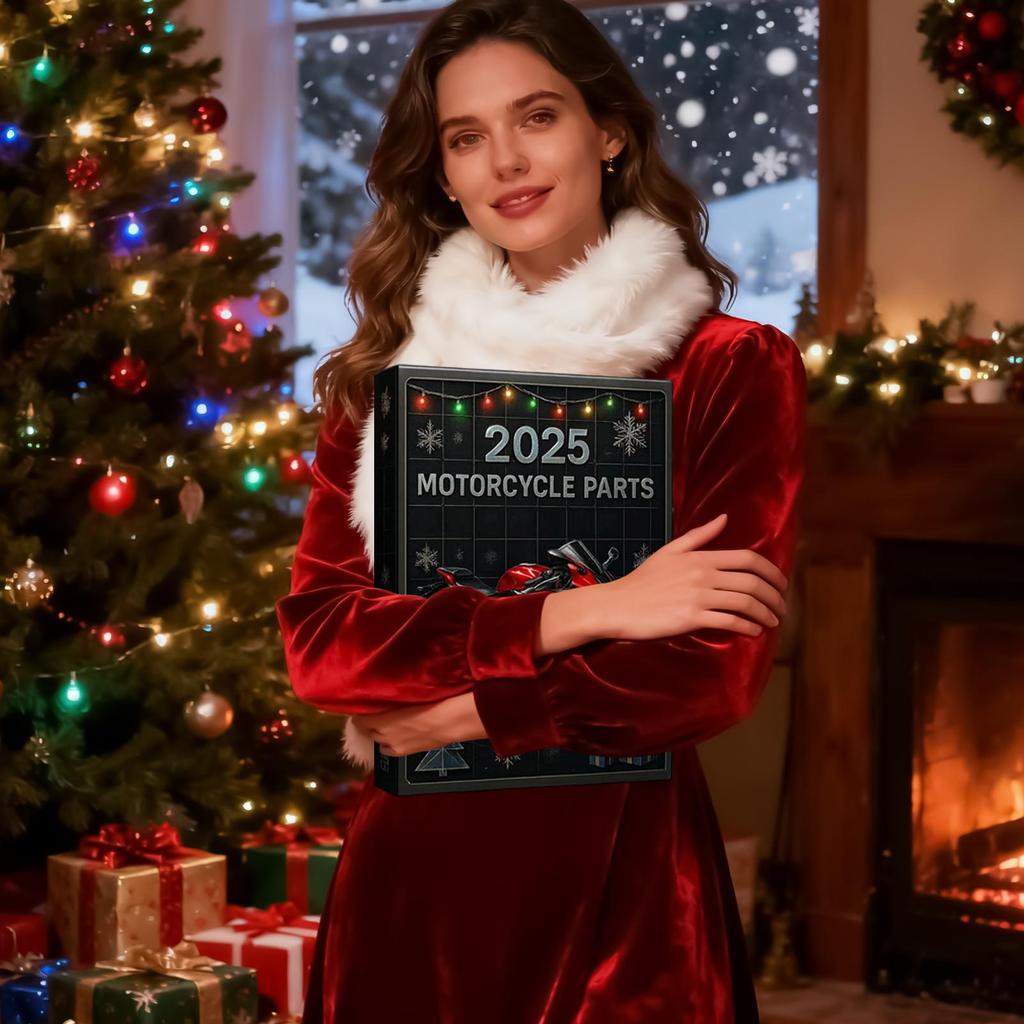 Christmas Countdown Calendar 2025 2D Acrylic Winter Holiday Advent Decoration 24 Days Christmas Countdown Motorcycle Parts