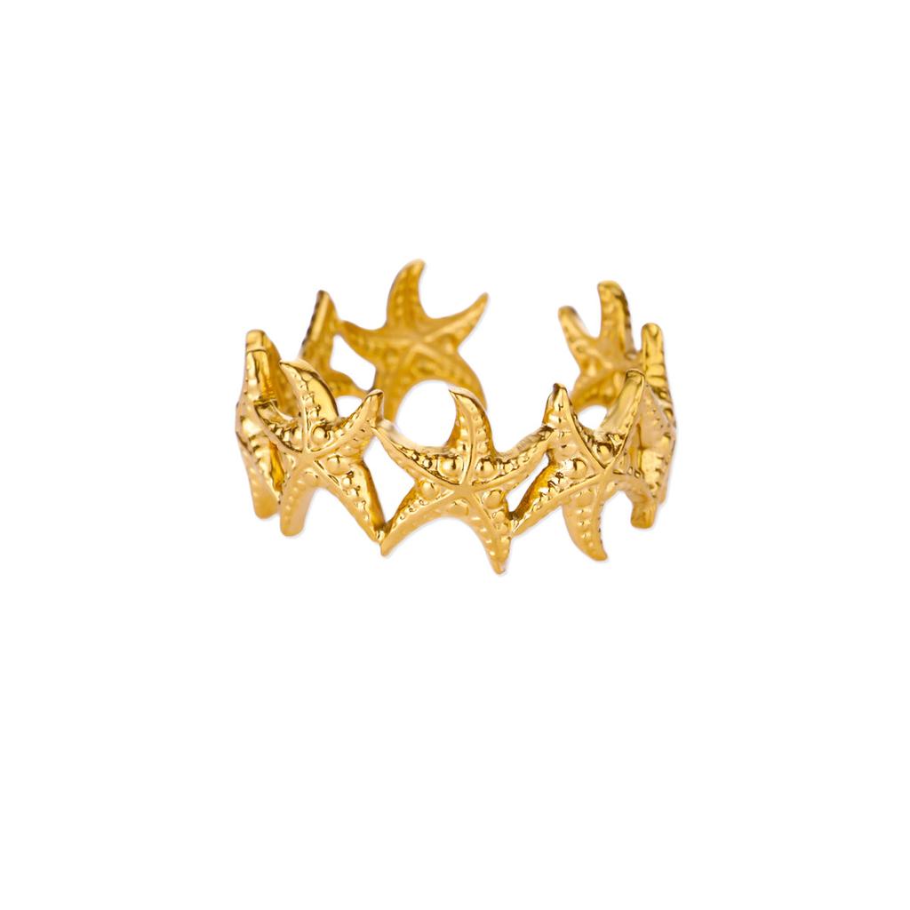 Starfish Rings For Women Gold Color Stainless Steel Starfish Ring Femme Christmas Wedding Jewelry Gift