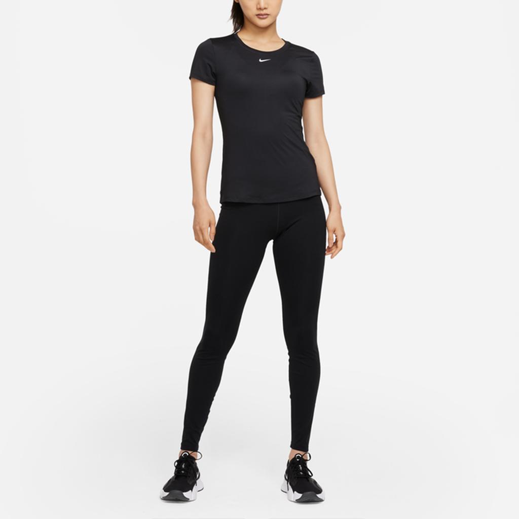 Nike Dri-Fit One Solid Print Quick-Dry Sports Round Neck Short Sleeve T-Shirt Women Tops Black DD0627-010