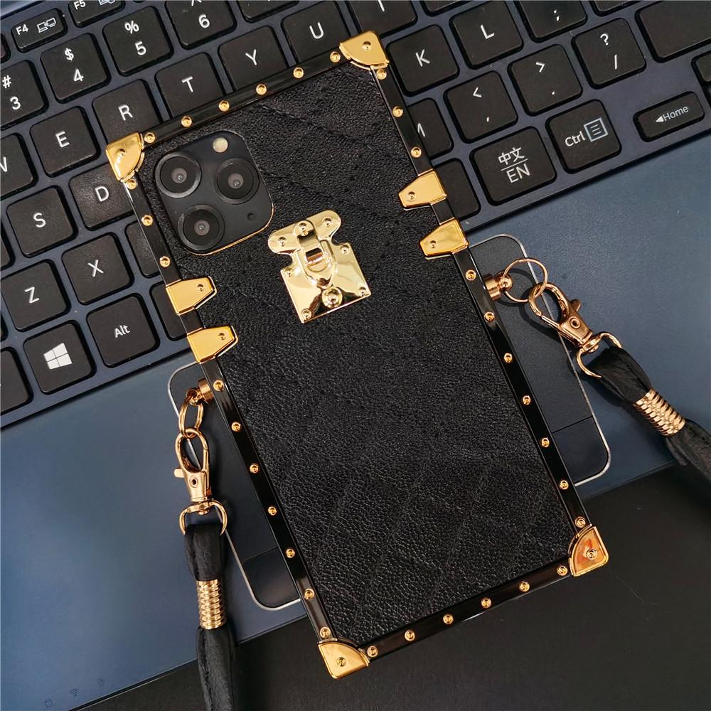 Lammfell-Quadrat-Leder-Lanyard-Hülle für Samsung S23 S22 S21 Ultra S20 Fe A14 A54 Z Flip 3 A13 A23 A33 A53 A12 A22 A32 A52 A51/iPhone/TCN CAMON/Redmi