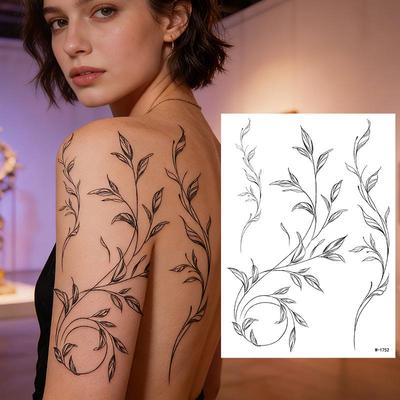 Su Flower 3D Realistic Temporary Tattoo - Waterproof, Disposable, Small Fresh Plant Design for Men and Women