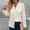 YYFS Women's Fashion Casual Spring Fall Solid Color Print Long Sleeve Stand-collar Blouses & Shirts