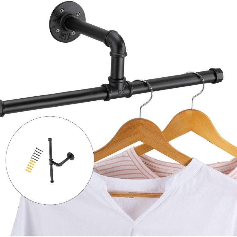 Sturdy Metal Wall Mounted Clothes Rack Easy Install Vertical Storage For Coat Accessories