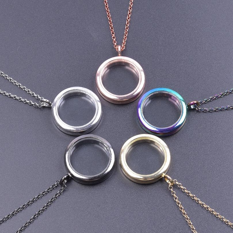 25/30/35/40 mm Locket Pendant Necklace For Women Men Accessories Rhinestone Cage Floating Locket Charms Necklaces Chain On Neck