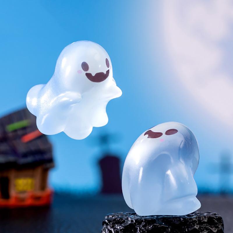 Mini Ghost Figures With Box Luminous Ghost Figurines Resin Glow In The Dark Ghost Figures Cute Positive Gift