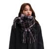 Taro Purple High-end Scarf Women's Winter Woven Wool Versatile Plaid Shawl Soft Waxy Retro Warm Scarf