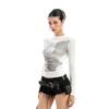 260g Minimalist Print Design Cropped Women's Autumn T-shirt