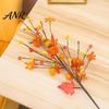 Thanksgiving Table Decorations 19.7Inch Artificial Berries Maple Leaf Pumpkin Floral Stems, Fall Branches Retro Orange Yellow Silk Flowers for Autumn