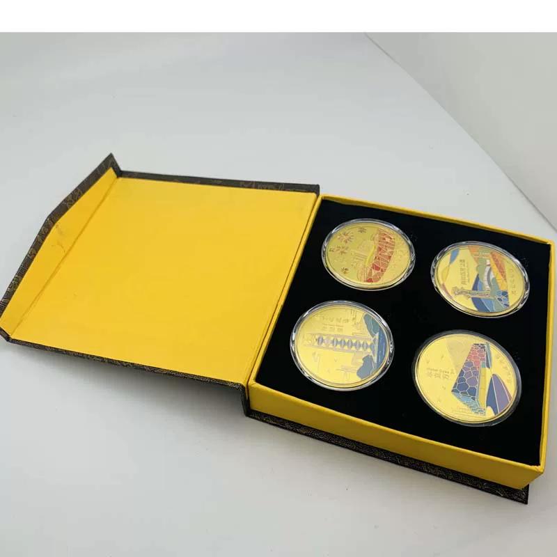 Beijing Water Cube Tourist Scenic Area Bird's Nest Gold Plated Commemorative Medal Creative Gift Linglong Tower Gold Coin 45mm Coin