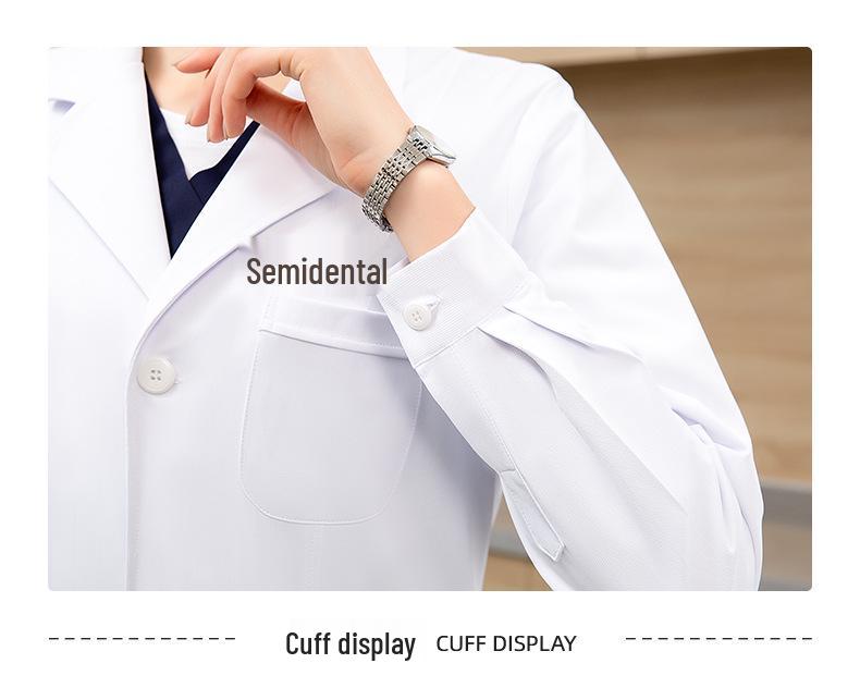 Men's Long/Short Sleeve White Lab Coat for Doctors and Dentists