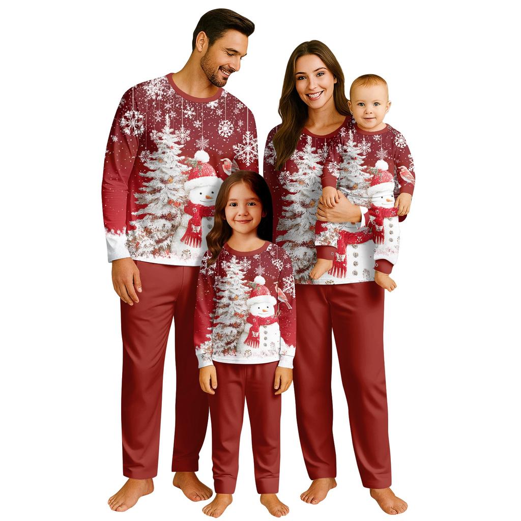 Print Cute Family Set Pajamas, Home Clothes, Family Set Long Sleeve Top Pants Set
