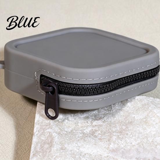 Small Silicone Coin Purse Pouch with Zipper And Wrist Strap Square Shockproof Durable Change for Kids Storage Bag Lightweight Compact Headphones