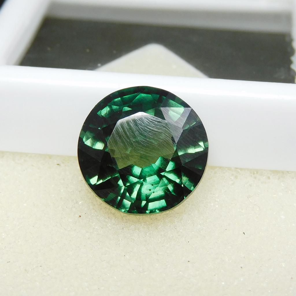 Beautiful 11.90 Ct Green Sapphire Round Cut Natural CERTIFIED Loose Gemstone