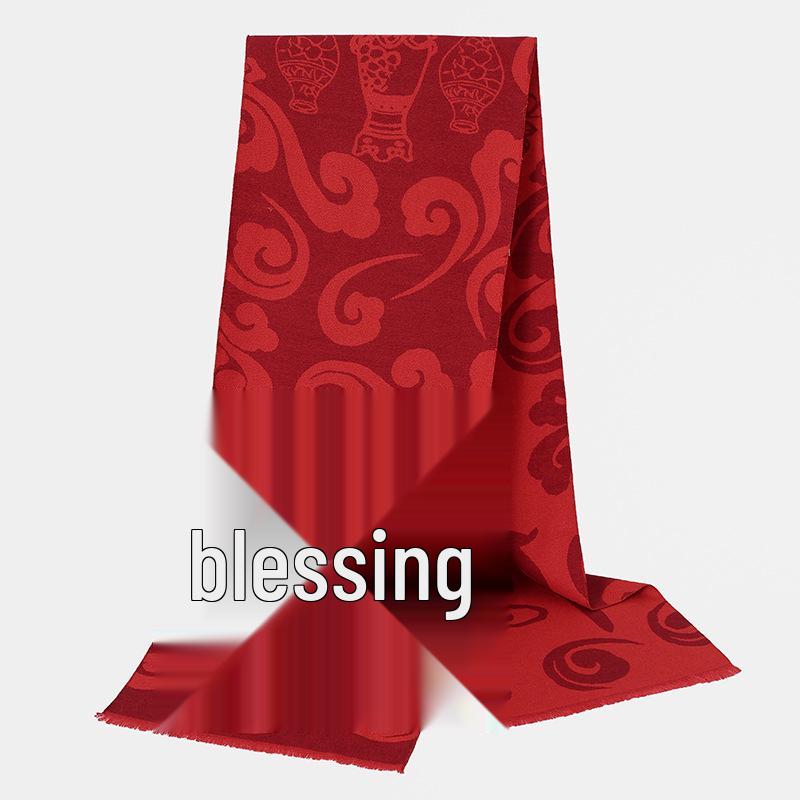 Women's Red Plaid Cashmere-Like Scarf Shawl - Warm, Versatile, Fashionable for Autumn and Winter