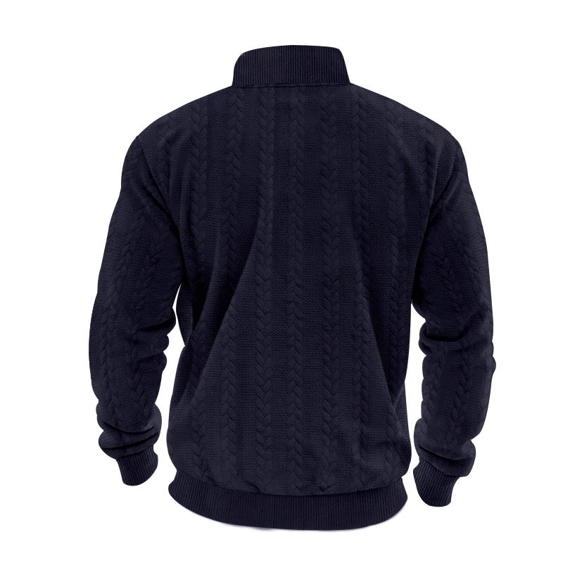 Men's Winter and Autumn Warm Pullover Hoodie Featuring A Quarter-Zip Design and Jacquard Pattern Men's Long-Sleeved Hoodie