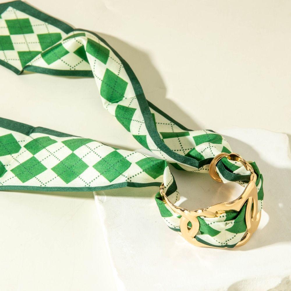 Polka Dot Silk Scarf Cuff Bangles Ribbon-Wrapped Ethnic Style Wristband Gifts