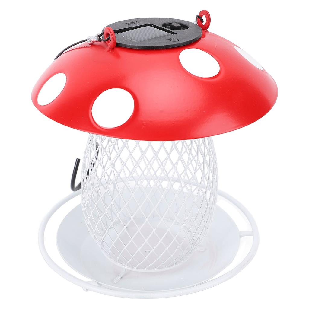 Hrănitoare Păsări Metalică Ciupercă Fier Drăguță Lumină Solară Exterior Agățată Hrănitoare Păsări pentru Curte Grădină Balcon