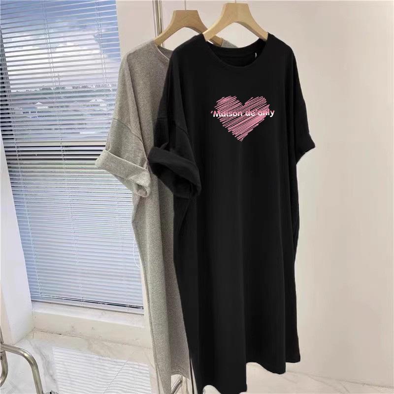 

Extra-Long Temperament Print Over-the-Knee Casual T-shirt Dress XXXL