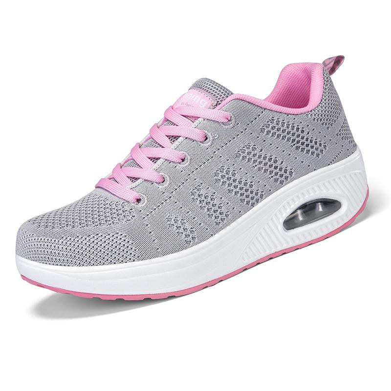 Wiosenne Buty Siatkowe Białe Casualowe Oddychające Sneakersy na Koturnie i Platformie z Poduszką Powietrzną Buty Damskie Wygodne Wsuwane Buty na Grubej Podeszwie