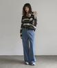 Beleunepeu Of Stripe Pullover Knit_Khaki