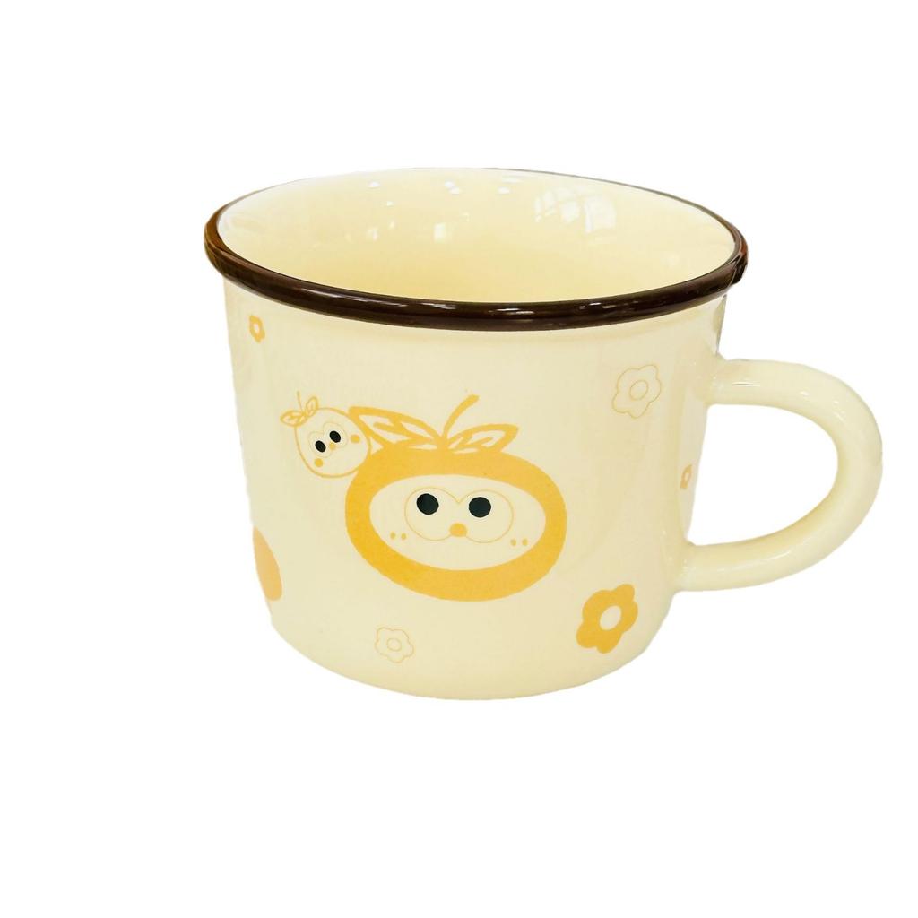 Household Set Small Gift Ceramic Cup with Handle Single Cup Small Orange Gift Box Opening Souvenir Handheld for Girls