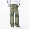 High Street retro washed old jeans men's trendy brand loose big straight denim drape wide leg trousers men